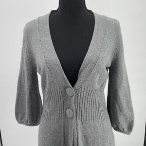 Vertical Design Long Grey Cardigan 